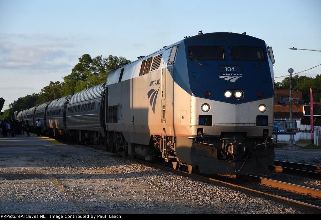 Westbound "Carolinian" comes out of the station